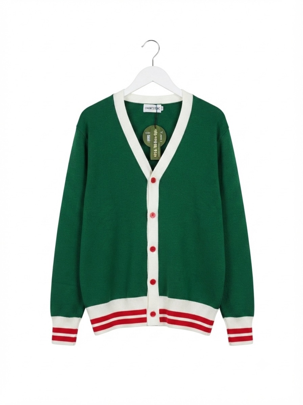 Oxknit Store Collegiate Striped Cardigan Sweater V-Neck Retro Preppy Sz M BTS